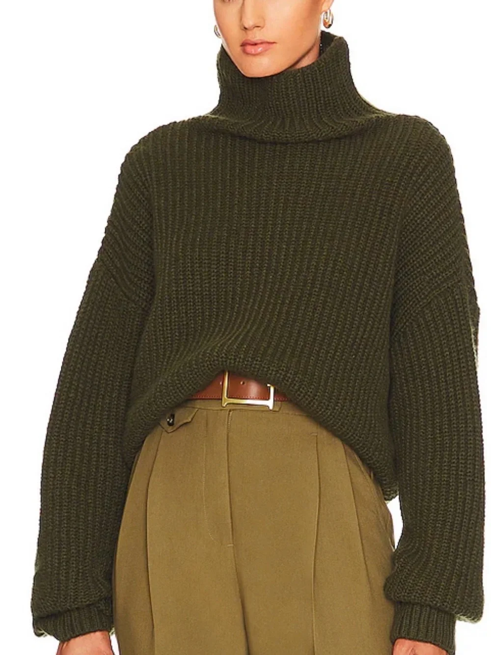 Anine Bing Sydney Sweater - Olive Ribbed